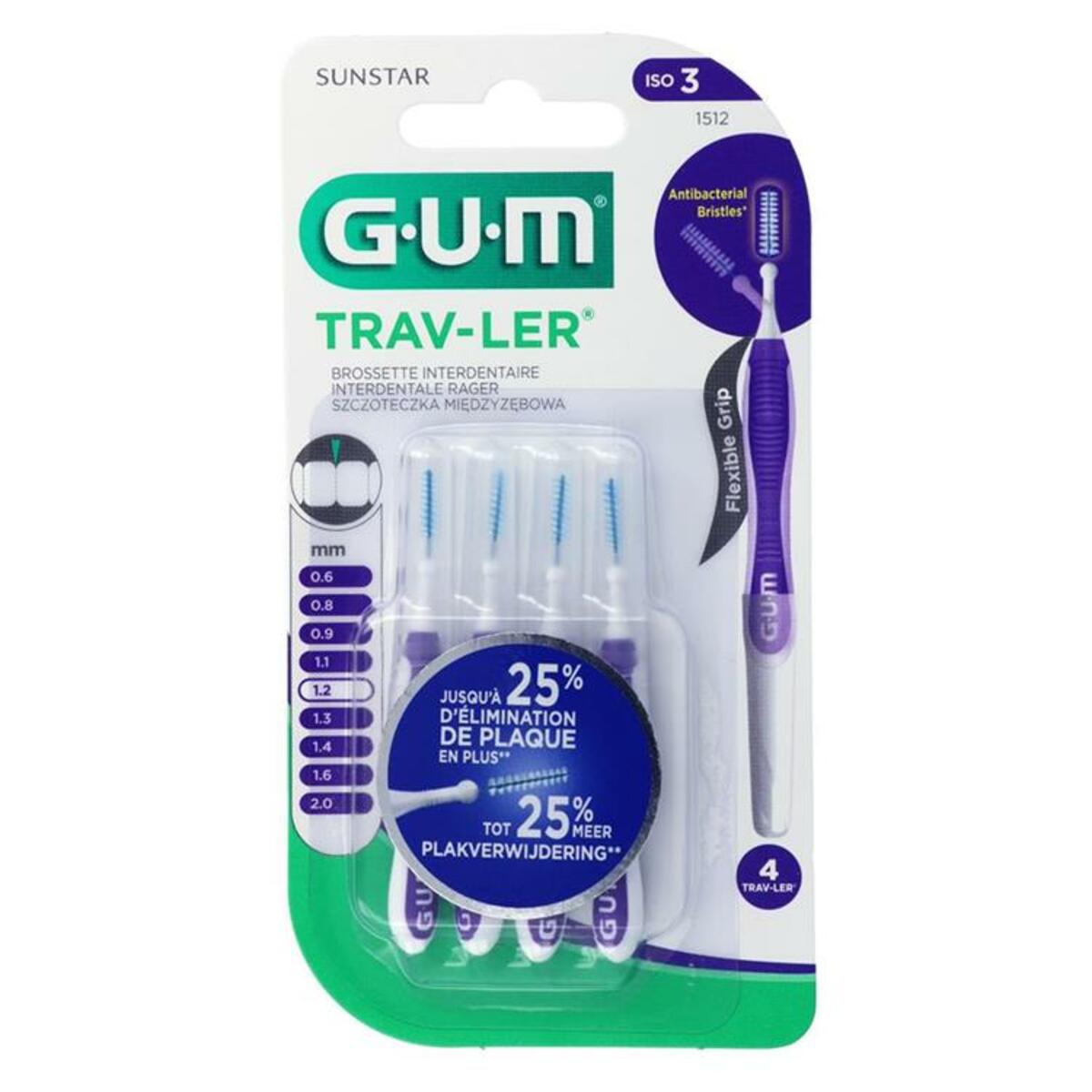 GUM® TRAV-LER® Interdentale Ragers - Paars 1,2 mm (4 st.)-GUM-Sordent