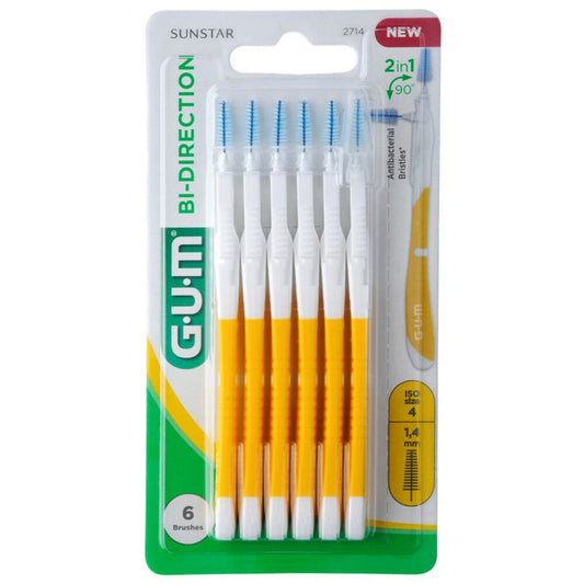 GUM® BI-DIRECTION interdentale Ragers - Geel 1,4 mm (6 st.)-GUM-Sordent
