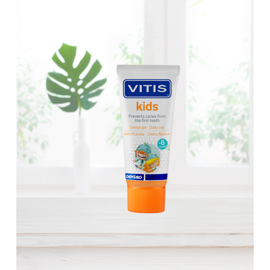 Vitis® Kids Tandgel Kersensmaak - Voorkom tandplak en cariës (50 mL)-Dentaid-Sordent