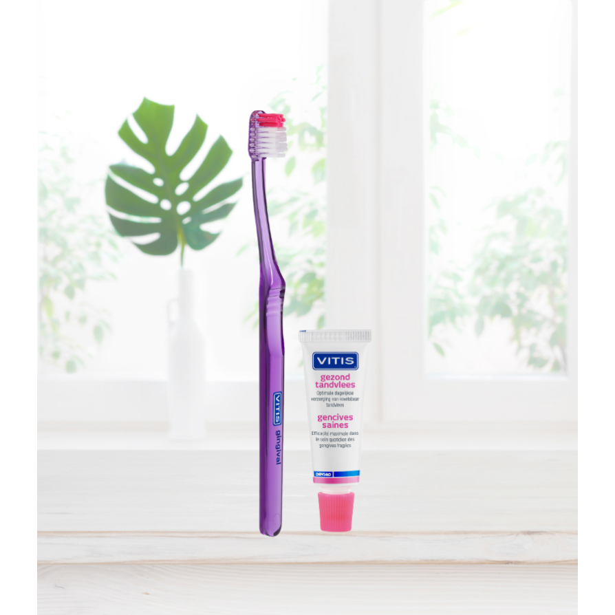 Vitis® Gingival Tandenborstel met Vitis® Gezond Tandvlees Tube 15 mL-Dentaid-Sordent