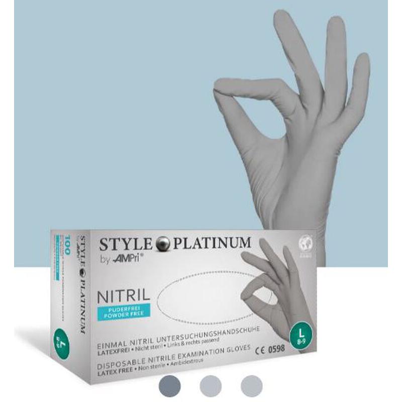 Med-Comfort Style Platinum Nitril Handschoenen Poedervrij Zilvergrijs (100 st.)-Med-Comfort-Sordent