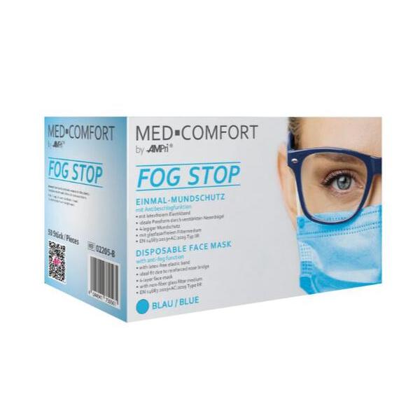 Med-Comfort Mondmasker IIR 4-Laags Fog Stop Blauw met Elastiek (50 st.)-Med-Comfort-Sordent