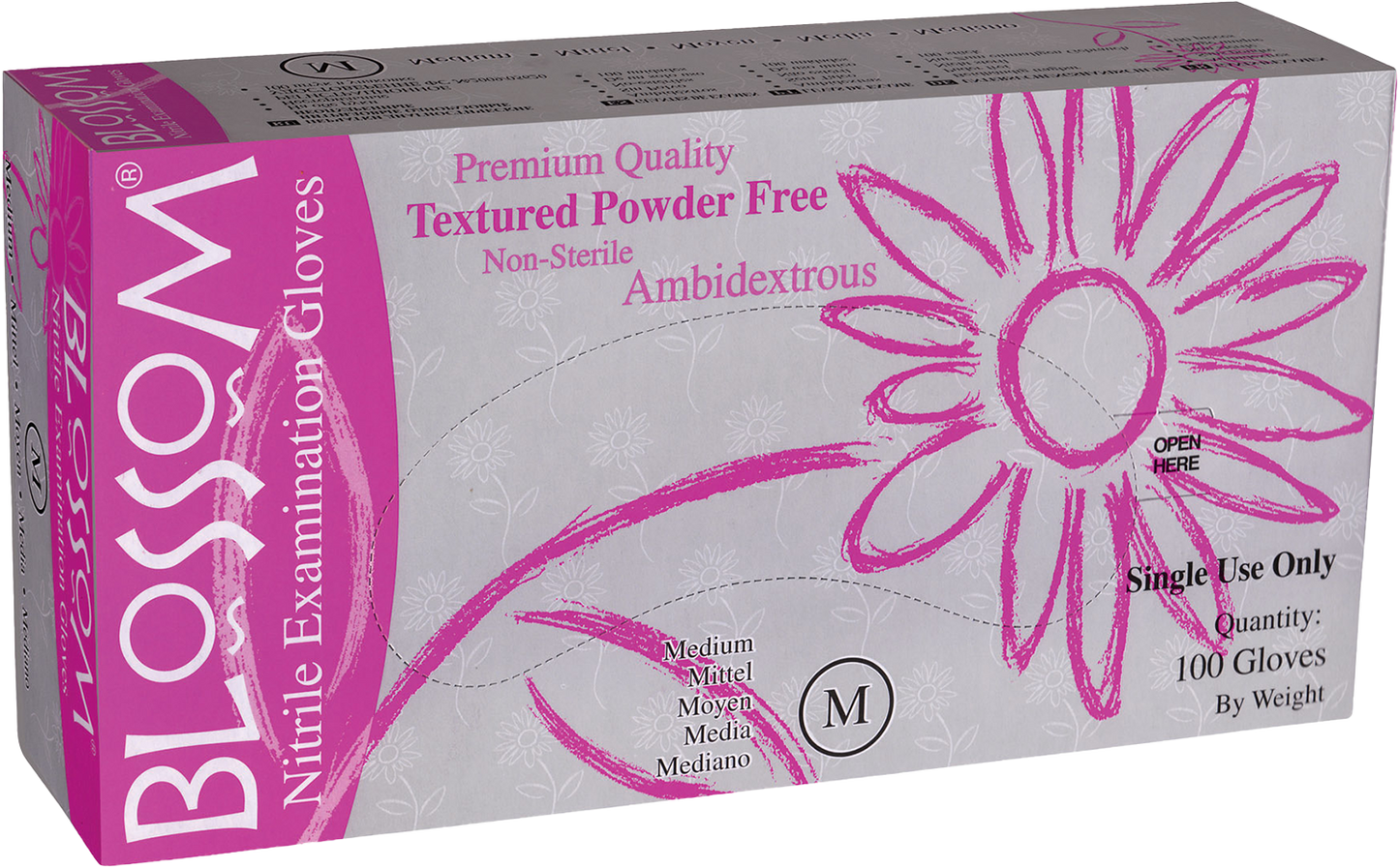 Blossom Nitrilhandschuhe Rosa | Puderfrei | 100 Stück.