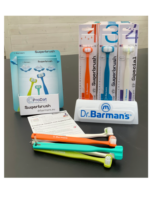 Dr. Barman's Superbrush Traypack 36 Tandenborstels + Accessoires