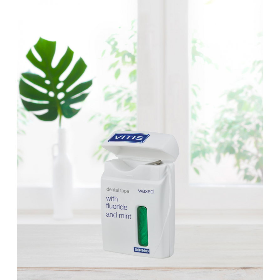 Vitis® Flosstape Waxed - Fluoride en Mint - Groen (50 m)-Dentaid-Sordent
