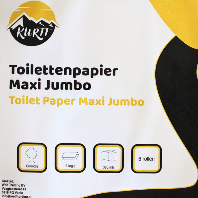 KURTT Maxi Jumbo Toiletpapier Wit 2-Laags 380 m (6 rollen)-KURTT-Sordent