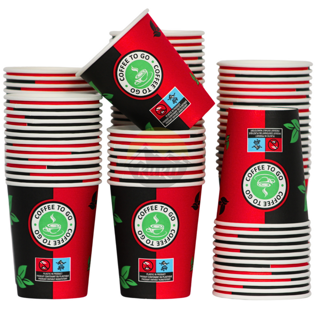 KURTT Koffiebekers Rood To Go Karton 200 mL / 8 oz (1000 st.)-Drinkbekers-KURTT-Sordent