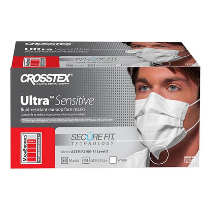 Crosstex Ultra Sensitive Secure Fit Mondmasker Type IIR Wit | 50 st.
