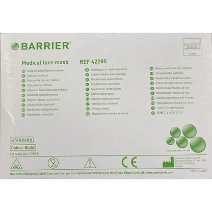 Mölnlycke Barrier Medical Mondmasker - Div. Varianten (60 st.)-Mölnlycke-Blauw Koord-Sordent