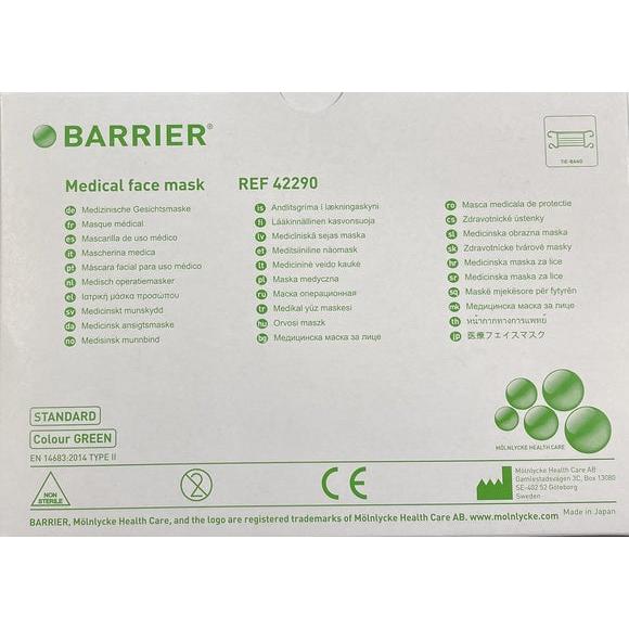 Mölnlycke Barrier Medical Mondmasker - Div. Varianten (60 st.)-Mölnlycke-Groen Koord-Sordent