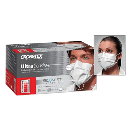 Crosstex Ultra Sensitive Secure Fit Mondmasker Type IIR Wit | 50 st.
