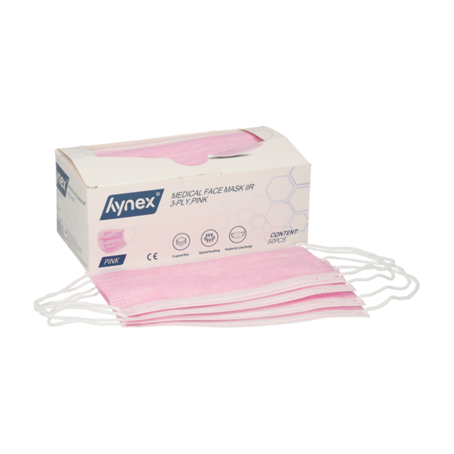 Hynex Medische Mondmasker 3-laags Type IIR Zwart/Blauw/Roze (50 st.)-Disposables-Hynex-Sordent