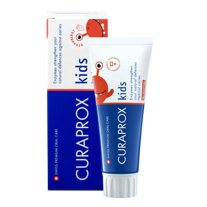 Curaprox Kinder Tandpasta - Div. Varianten (60 mL)-Curaprox-Aardbei zonder Fluoride-Sordent