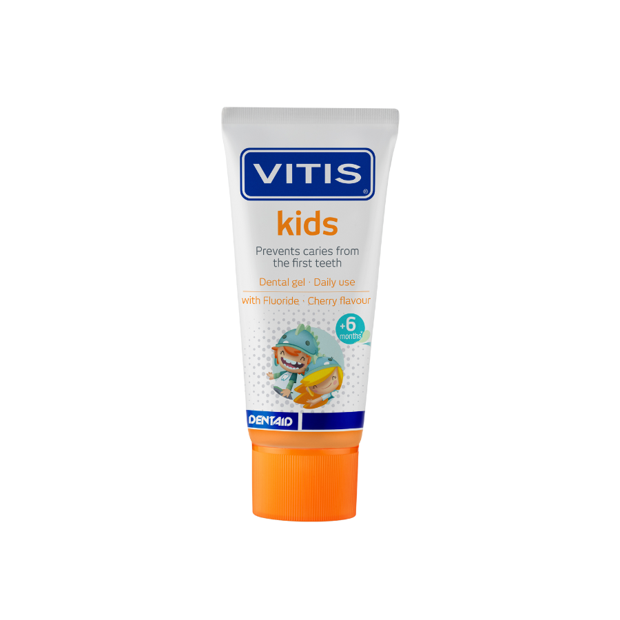 Vitis® Kids Tandgel Kersensmaak - Voorkom tandplak en cariës (50 mL)-Dentaid-Sordent