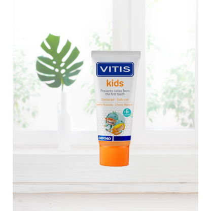 Vitis® Kids Tandgel Kersensmaak - Voorkom tandplak en cariës (50 mL)-Dentaid-Sordent