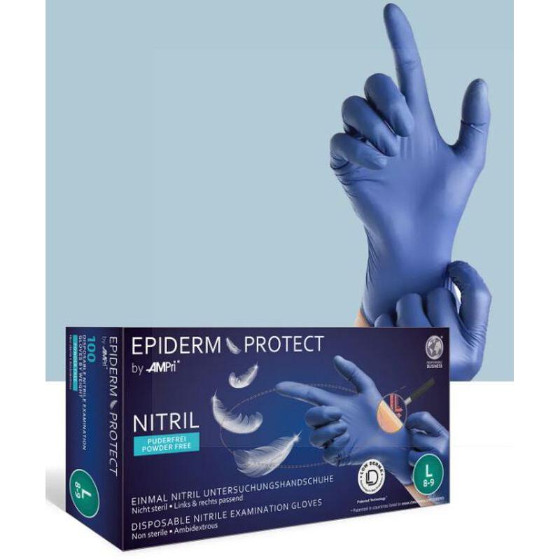 Med-Comfort Epiderm Protect Nitril Handschoenen Poedervrij Metalblue (100 st.)-Med-Comfort-Sordent