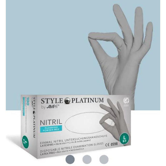 Med-Comfort Style Platinum Nitril Handschoenen Poedervrij Zilvergrijs (100 st.)-Med-Comfort-Sordent