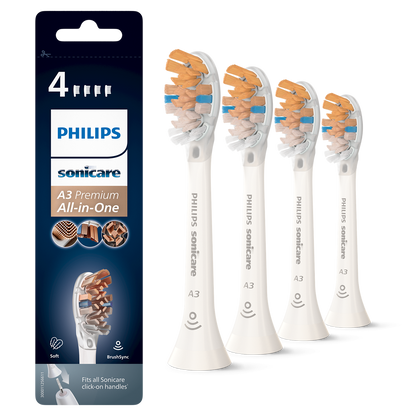Sonicare Opzetborstels All-In-One - Div. Kleuren A3 (4 st.)-Sonicare-Wit-Sordent