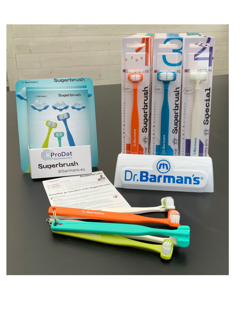 Dr. Barman's Superbrush Traypack 36 Tandenborstels + Accessoires