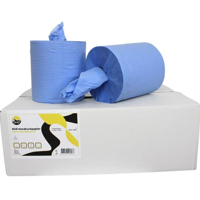 KURTT Poetsrollen Zonder Koker Blauw/Wit Midi 1-laags 19 cm x 300 m (6 rollen)-KURTT-Sordent