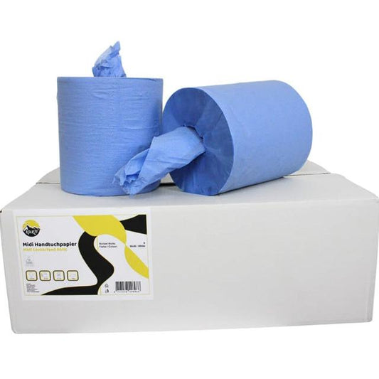 KURTT Poetsrollen Zonder Koker Blauw/Wit Midi 1-laags 19 cm x 300 m (6 rollen)-KURTT-Sordent