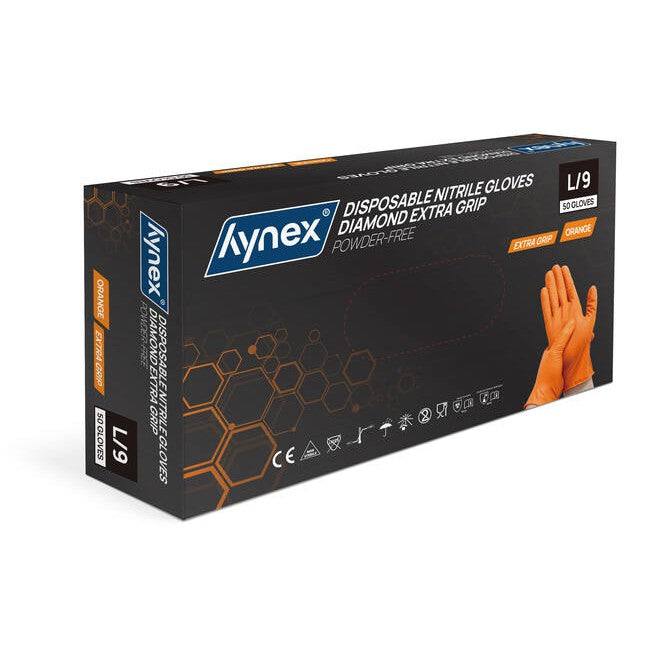 8.0 g - INTCO Diamond Nitril handschoen poedervrij Oranje (50 st.)-Disposables-INTCO-Sordent