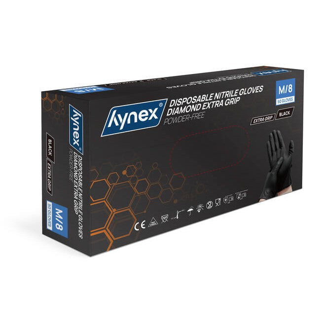 8.0 g - INTCO Diamond Nitril handschoen poedervrij Zwart (50 st.)-Disposables-INTCO-Sordent