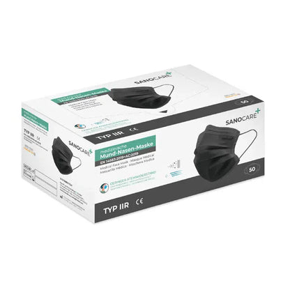 Medische Mondmasker 3-laags Type IIR Zwart/Blauw (50 st.)-Disposables-SANOCARE+-Sordent