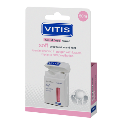 Vitis® Flossdraad Soft Expanding - Waxed - Mint - Roze (50 m)-Dentaid-Sordent