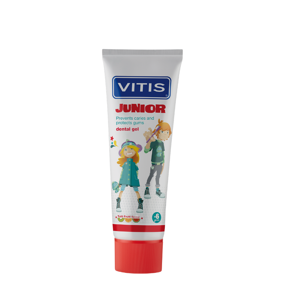 Vitis® Junior dental Gel - Tutti-Frutti smaak (75 mL)-Dentaid-Sordent