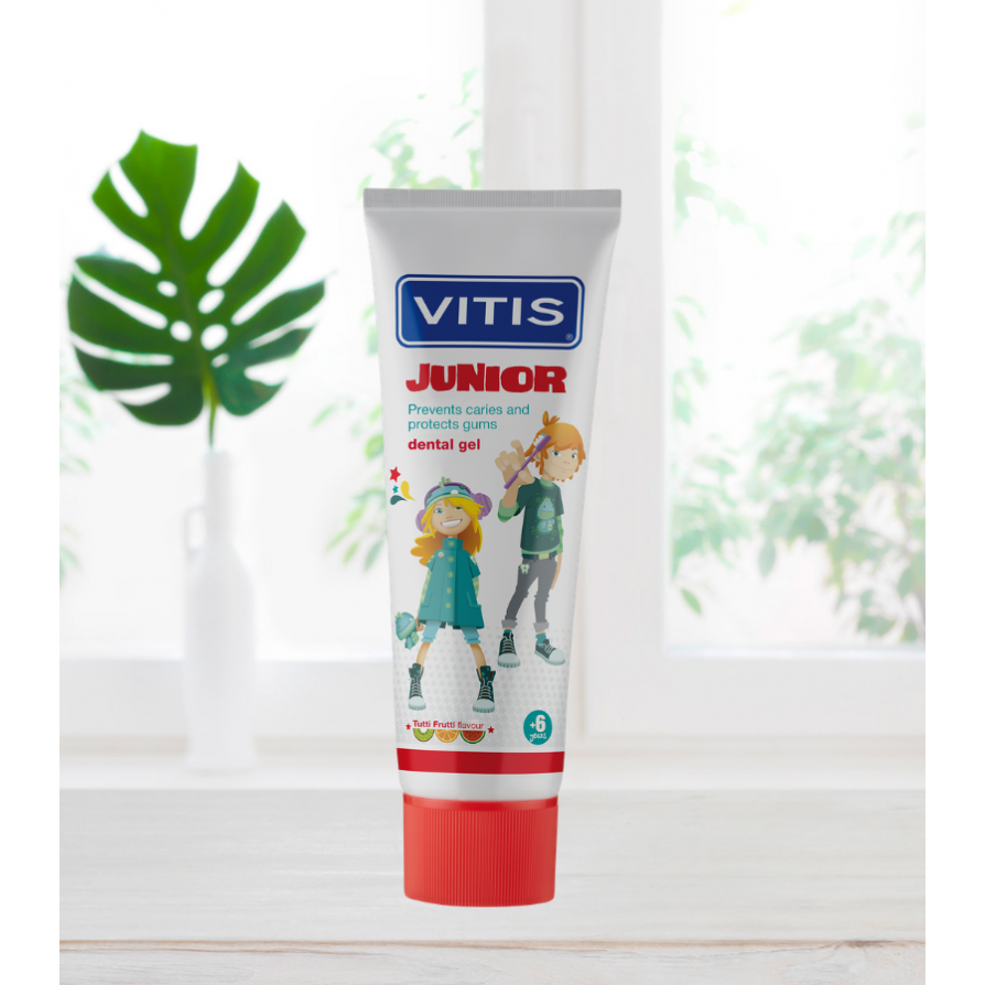 Vitis® Junior dental Gel - Tutti-Frutti smaak (75 mL)-Dentaid-Sordent