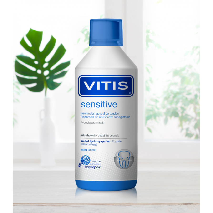 Vitis® Sensitive Mondspoelmiddel met Haprepair technologie® (500 mL)-Dentaid-Sordent