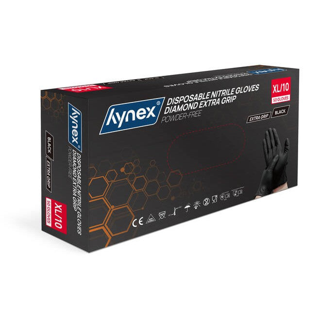 8.0 g - INTCO Diamond Nitril handschoen poedervrij Zwart (50 st.)-Disposables-INTCO-Sordent