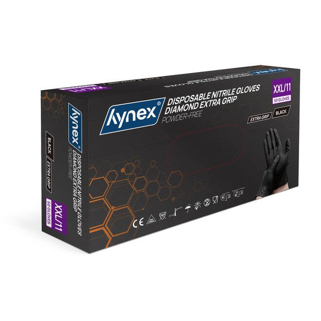 8.0 g - INTCO Diamond Nitril handschoen poedervrij Zwart (50 st.)-Disposables-INTCO-Sordent