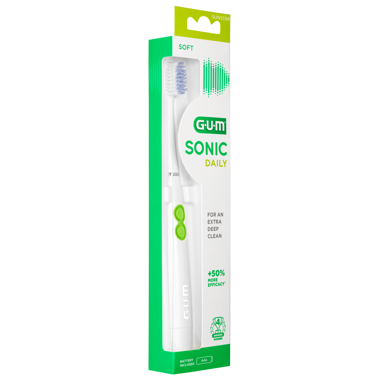 GUM® SONIC DAILY batterij tandenborstel Zwart / Wit-GUM-Sordent
