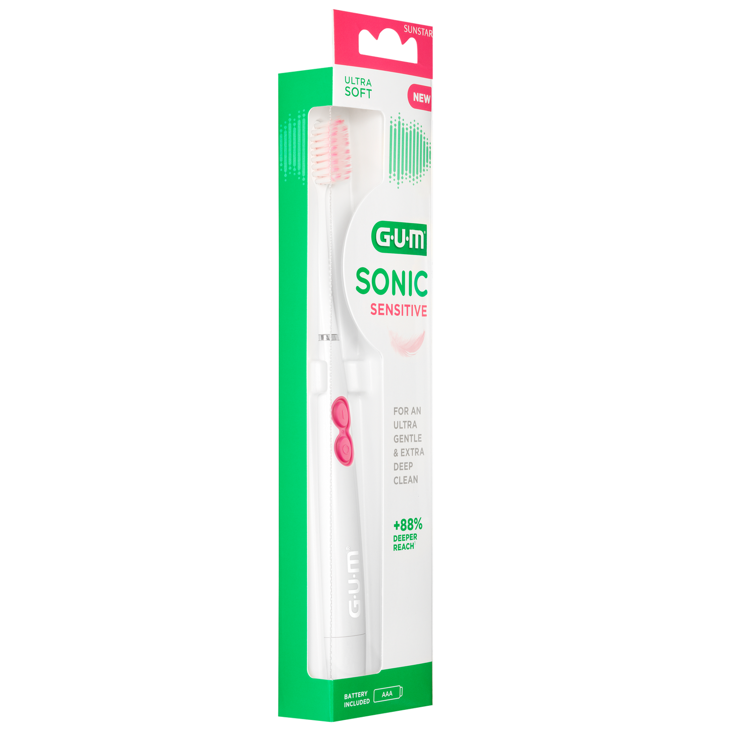 GUM® SONIC SENSITIVE batterij tandenborstel (Ultra Soft)-GUM-Sordent