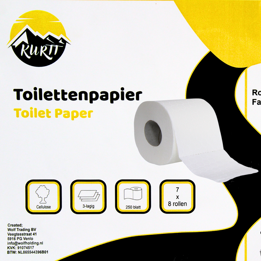 KURTT Toiletpapier Wit 3-Laags (250 Vel - 56 Rollen)-KURTT-Sordent